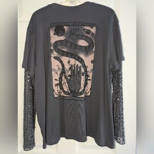 NWT Torrid Sheer Sequin Sleeves Cosmic Dreamer Top -Size 1  🌌💫🌠(14-16)